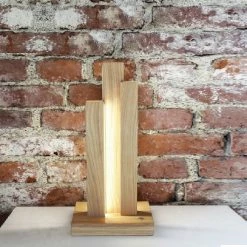 Spot-Light 3fl. LED Tischleuchte Manhattan H 41,5cm Holzfarbe wählbar -Tischleuchten Verkäufe 3flled tischleuchte manhattan415cm holzfarbe 137047 spotlight