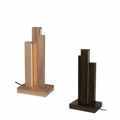 Spot-Light 3fl. LED Tischleuchte Manhattan H 41,5cm Holzfarbe wählbar