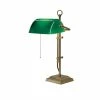 Berliner Messinglampen Bankerslamp aus Berliner Messing mit grünem Glas höhenverstellbar