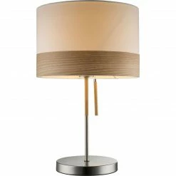 GLOBO Tischleuchte Ø 40cm Chipsy mit Holzfurnier mit Zugschalter -Tischleuchten Verkäufe beige tischleuchte 40cm 15221T1d1280x1280 globo 15221t1