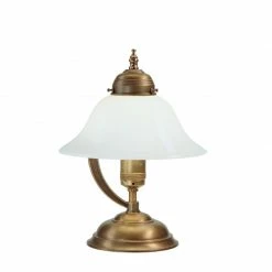 Berliner Messinglampen Berliner-Messing-Tischleuchte mit gewölbtem Opalglas Ø 22cm