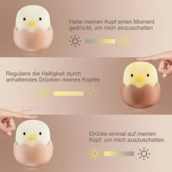 Niermann dimmbare LED Nachtlicht Akkuleuchte Kinderleuchte aus Silikon mit Schalter 10 x 12 cm Küken Eggy & Friends -Tischleuchten Verkäufe dimmbare led nachtlicht akkuleuchte 4260198487991 8 niermann 85850