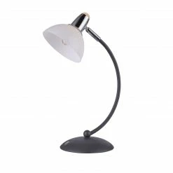 GLOBO dimmbare LED Tischleuchte aus Acryl gebogen Tischlampe anthrazit und Chrom