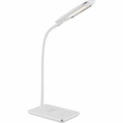 GLOBO dimmbare LED Tischleuchte mit CCT-Lichtfarbsteuerung Flexo Wireless + USB Charger Kabel: 15m Tischlampe weiß Chrom