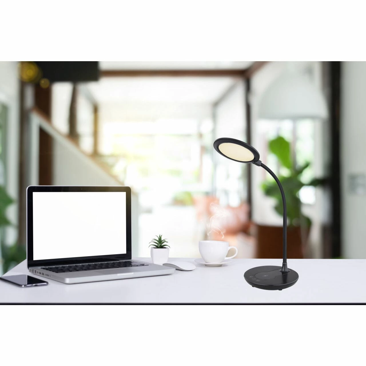 GLOBO dimmbare runde LED Tischleuchte mit CCT-Lichtfarbsteuerung e Base 5W Wireless Charger Flexo USB charger Tischlampe schwarz 10 GLOBO dimmbare runde LED Tischleuchte mit CCT-Lichtfarbsteuerung e Base 5W Wireless Charger Flexo USB charger Tischlampe schwarz – Bild 8
