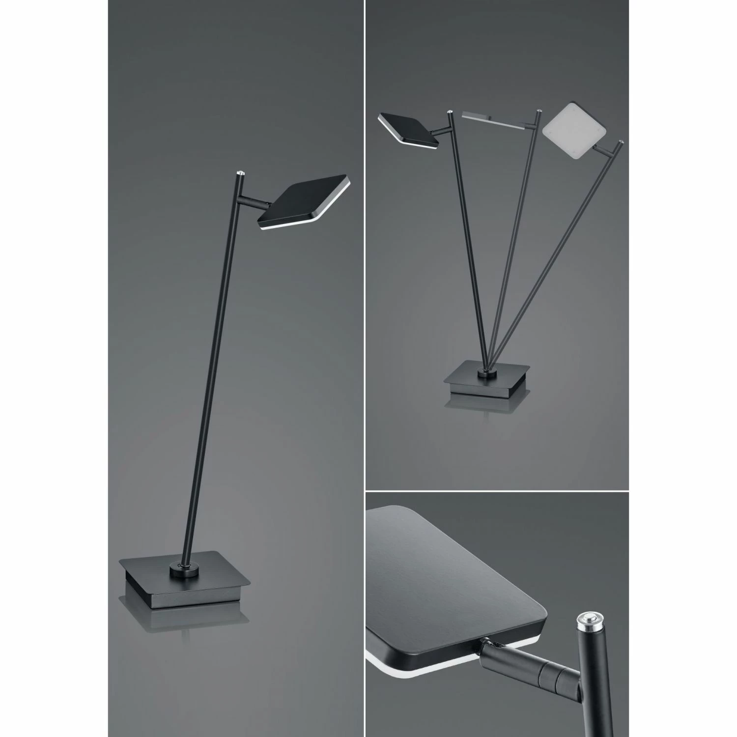 B-Leuchten dimmbare schwenkbare eckige LED Tischleuchte mit CCT-Lichtfarbsteuerung Tischlampe schwarz Schalter 3 B-Leuchten dimmbare schwenkbare eckige LED Tischleuchte mit CCT-Lichtfarbsteuerung Tischlampe schwarz Schalter