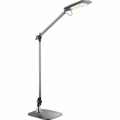 GLOBO dimmbare schwenkbare höhenverstellbare eckige LED Tischleuchte Lampe mit Sensor CCT-Lichtfarbsteuerung Base rechteckig TL 3 Gelenken beweglich Tischlampe silbergrau und schwarz