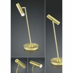 B-Leuchten dimmbare schwenkbare zylindrische LED Tischleuchte matt blank Tischlampe messing mit Schalter