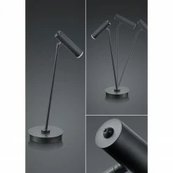 B-Leuchten dimmbare schwenkbare zylindrische LED Tischleuchte Tischlampe schwarz mit Schalter