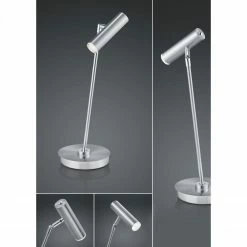 B-Leuchten dimmbare schwenkbare zylindrische LED Tischleuchte matt Tischlampe nickel und chrom mit Schalter