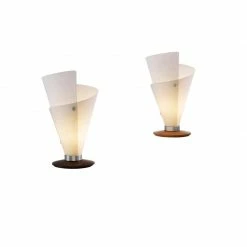 DOMUS DomusTischleuchte aus Edelholz und Lunopal-Schirm