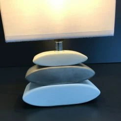 Fischer & Honsel eckige Tischleuchte mit Stoffschirm und gestapelten Steinen aus Keramik in 4 Ausführungen -Tischleuchten Verkäufe e14 tischleuchte mit stoffschirm 50424bd1 fischerhonsel 50424