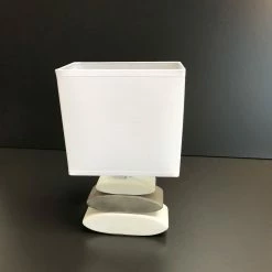 Fischer & Honsel eckige Tischleuchte mit Stoffschirm und gestapelten Steinen aus Keramik in 4 Ausführungen -Tischleuchten Verkäufe e14 tischleuchte mit stoffschirm 50424bunbeleuchtet fischerhonsel 50424