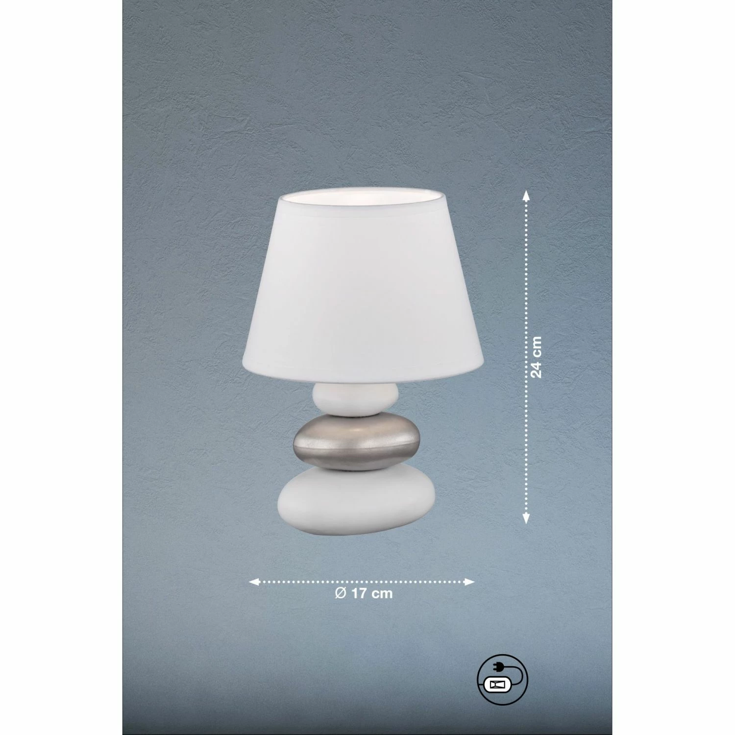 Fischer & Honsel runde Tischleuchte mit Stoffschirm und gestapelten Steinen aus Keramik in 4 Ausführungen 5 Fischer & Honsel runde Tischleuchte mit Stoffschirm und gestapelten Steinen aus Keramik in 4 Ausführungen – Bild 3