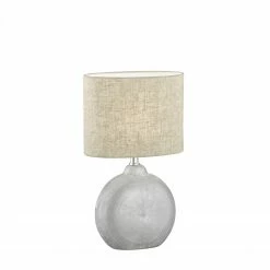 Fischer & Honsel E14 Tischleuchte mit Stoffschirm und Keramikkugel 36 cm hoch in 5 Ausführungen