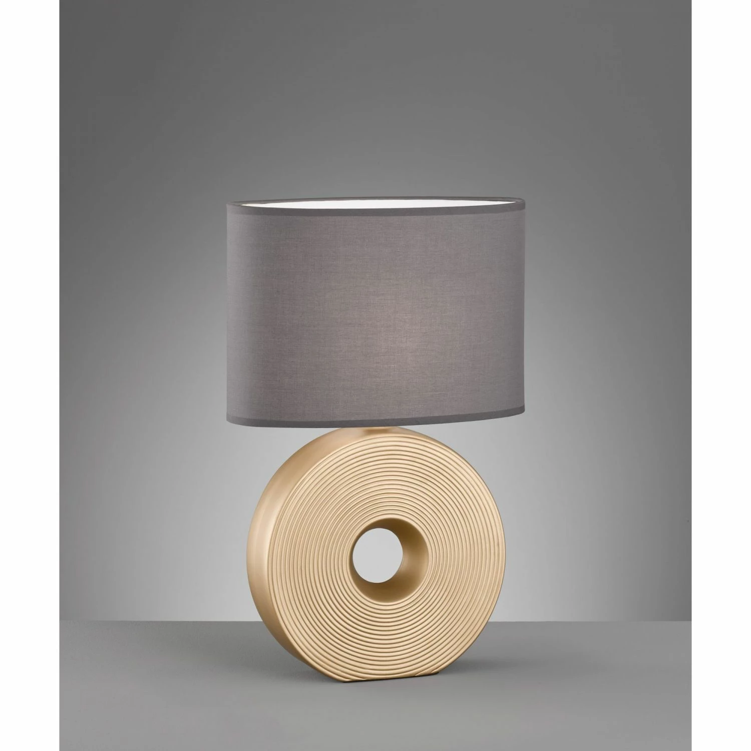 Fischer & Honsel E14 Tischleuchte mit Stoffschirm und Ring aus Keramik Tischlampe gold anthrazit mit Schalter 53 cm 4 Fischer & Honsel E14 Tischleuchte mit Stoffschirm und Ring aus Keramik Tischlampe gold anthrazit mit Schalter 53 cm – Bild 2