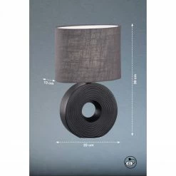 Fischer & Honsel E14 Tischleuchte mit Stoffschirm und Ring aus Keramik Tischlampe schwarz anthrazit mit Schalter 38 cm -Tischleuchten Verkäufe e14 tischleuchte mit stoffschirm 50479V fischerhonsel 50479