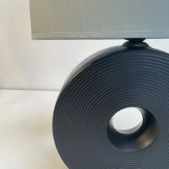 Fischer & Honsel E14 Tischleuchte mit Stoffschirm und Ring aus Keramik Tischlampe schwarz anthrazit mit Schalter 38 cm -Tischleuchten Verkäufe e14 tischleuchte mit stoffschirm 50479bdetail fischerhonsel 50479