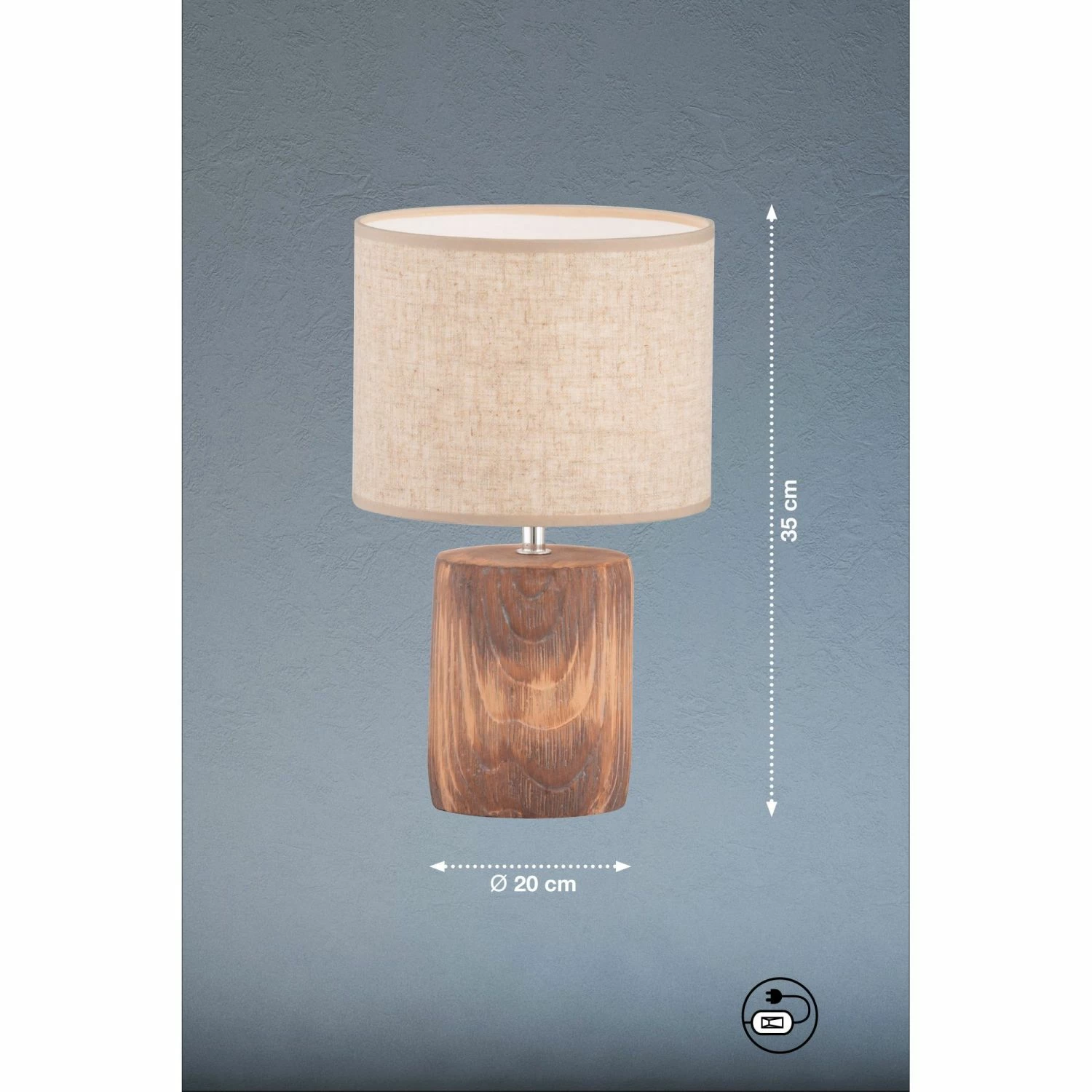 Fischer & Honsel runde E14 Tischleuchte mit Stoffschirm Leinen aus Beton in Holz-Optik in 2 Ausführungen 5 Fischer & Honsel runde E14 Tischleuchte mit Stoffschirm Leinen aus Beton in Holz-Optik in 2 Ausführungen – Bild 3