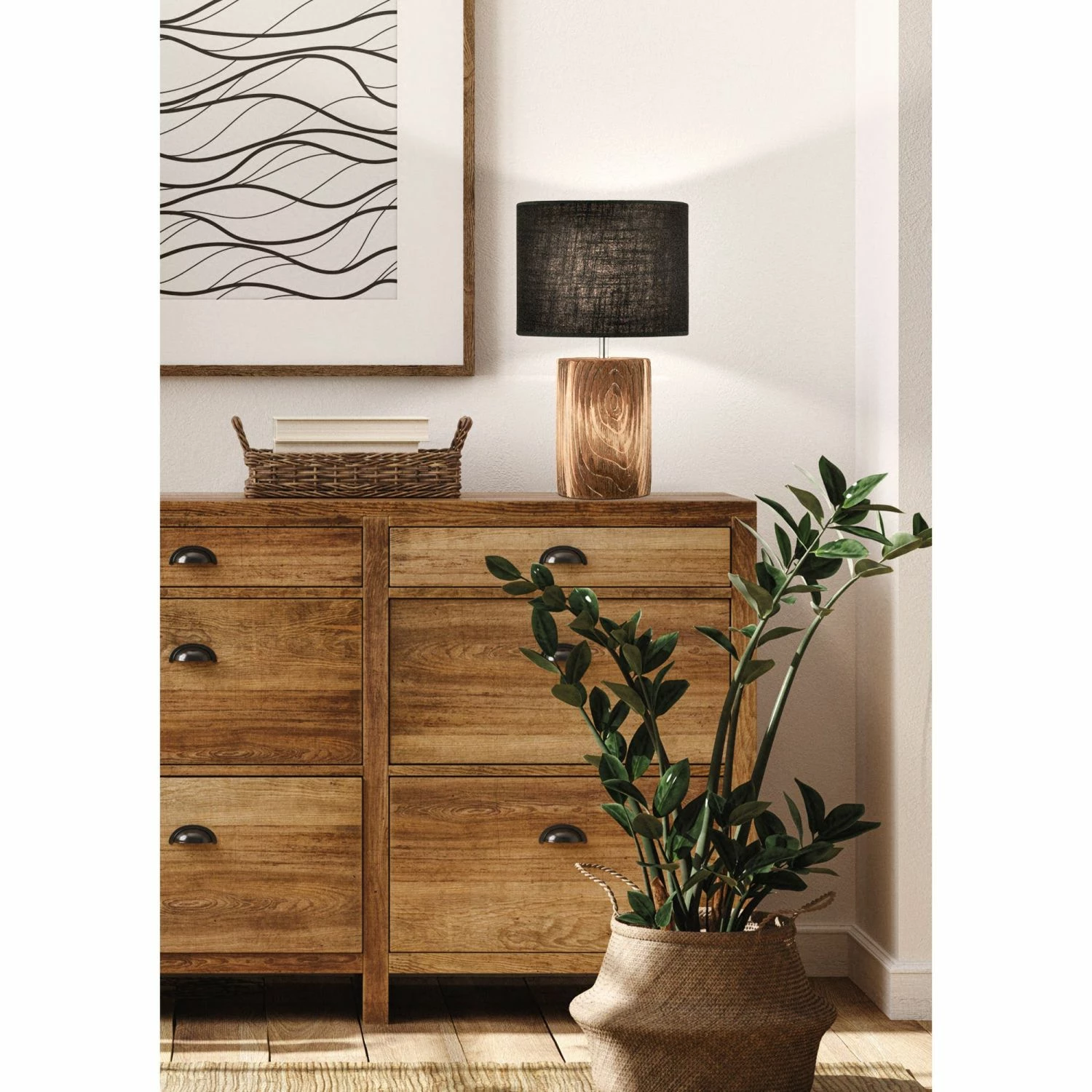 Fischer & Honsel runde E14 Tischleuchte mit Stoffschirm Leinen aus Beton in Holz-Optik in 2 Ausführungen 6 Fischer & Honsel runde E14 Tischleuchte mit Stoffschirm Leinen aus Beton in Holz-Optik in 2 Ausführungen – Bild 4