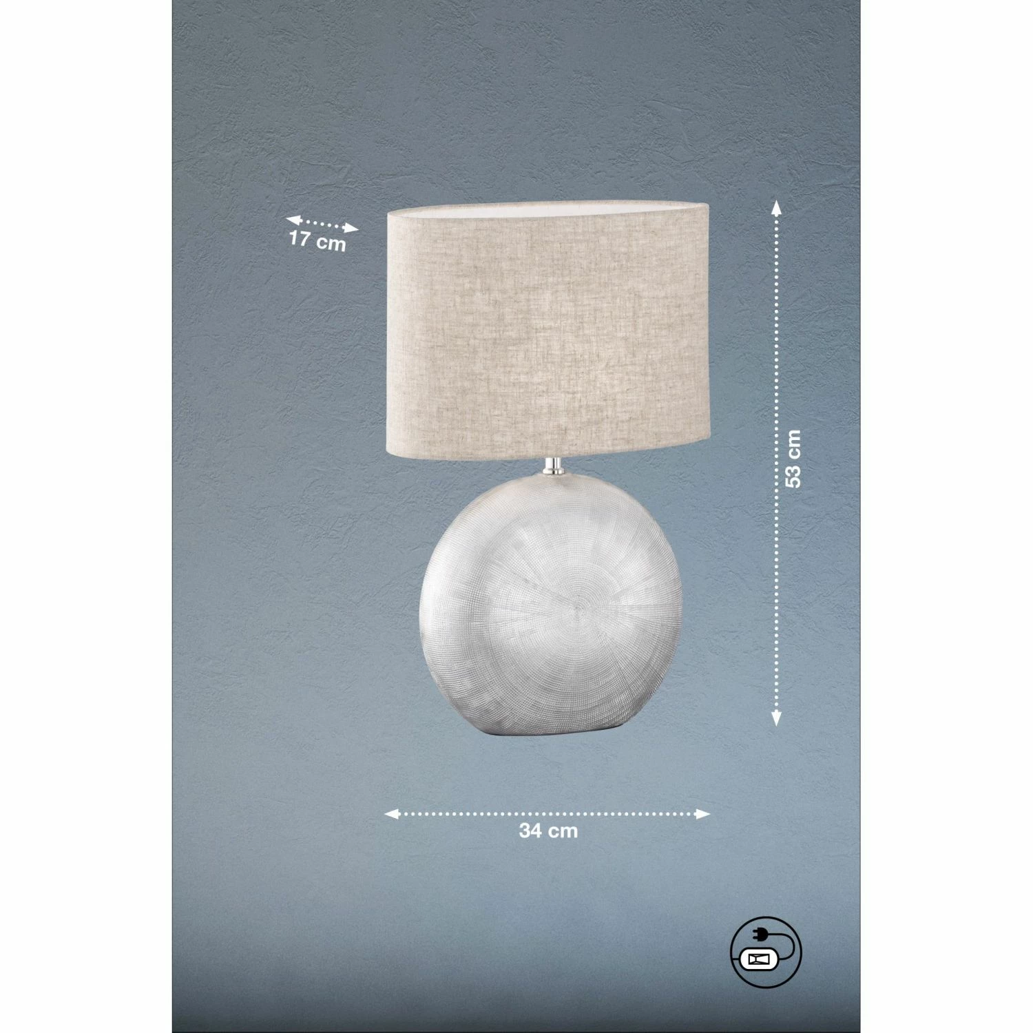 Fischer & Honsel E27 Tischleuchte mit Stoffschirm und Keramikkugel 53 cm hoch in 5 Ausführungen 5 Fischer & Honsel E27 Tischleuchte mit Stoffschirm und Keramikkugel 53 cm hoch in 5 Ausführungen – Bild 3
