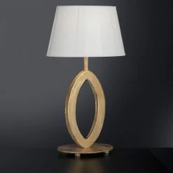 FERRO LUCE Exquisite Tischleuchte - Schirm Schwarz oder Weiß glänzend - Oberfläche in Blattgold - Höhe 46 cm