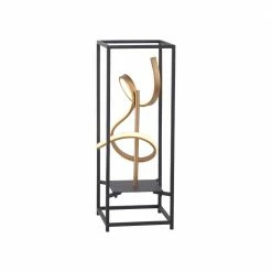 Paul Neuhaus Geschwungene LED Tischleuchte im Rahmen mit Schnurdimmer, 11W, schwarz gold