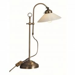 GLOBO höhenverstellbare E14 Tischleuchte aus Glas Tischlampe altmessing und mit Schalter