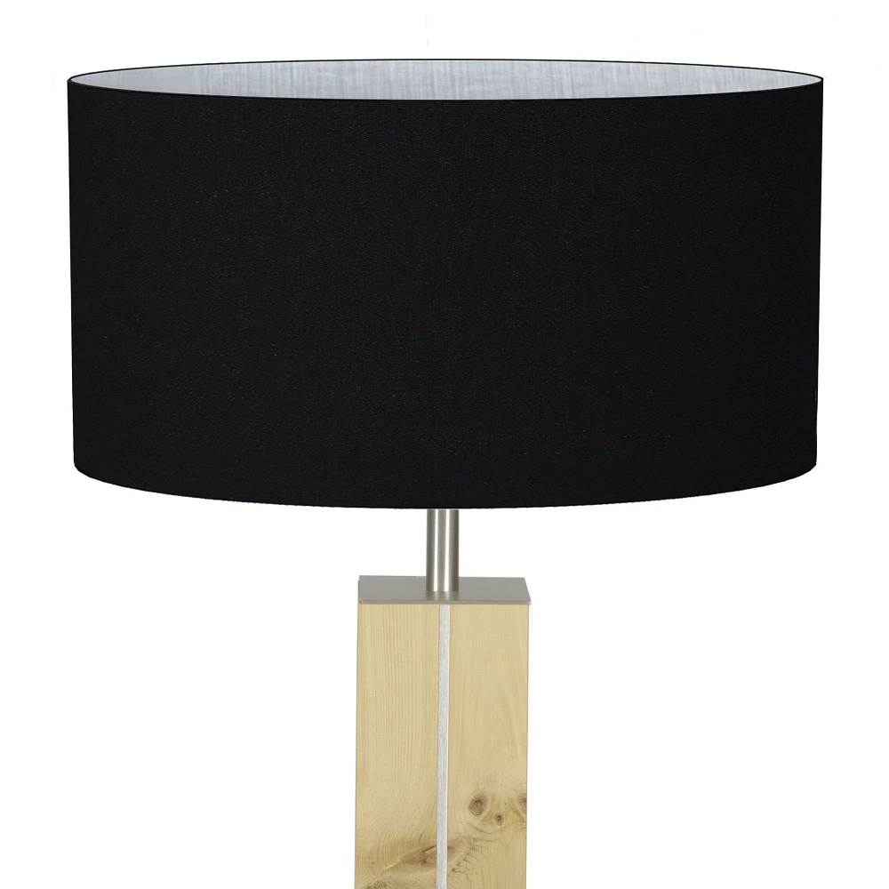 HerzBlut Hockerleuchte, Stoffschirm, Cotton Schwarz, Nussbaum o. Eiche o. Zirbe 4 HerzBlut Hockerleuchte, Stoffschirm, Cotton Schwarz, Nussbaum o. Eiche o. Zirbe – Bild 2