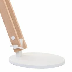 Steinhauer Holz-Tischleuchte mit schwenkbarem Arm und weißem Metallschirm, mit Direktschalter, weißer Fuß, skandinavischer Stil, E27 -Tischleuchten Verkäufe holztischleuchte mit schwenkbarem arm 7866BE 5 steinhauer 7866be