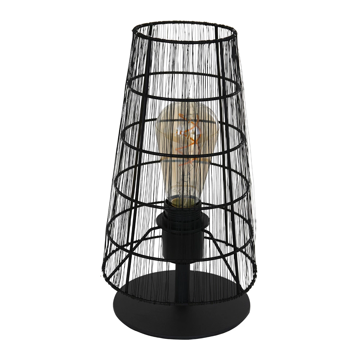 Steinhauer industrielle E27 Tischleuchte konische Käfigleuchte schwarz matt Tischlampe Filament-Leuchte 17 x 29 cm 4 Steinhauer industrielle E27 Tischleuchte konische Käfigleuchte schwarz matt Tischlampe Filament-Leuchte 17 x 29 cm – Bild 2