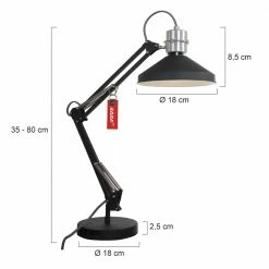 Steinhauer Industrielle Tischleuchte mit schwenkbarem Schirm, schwarz, höhenverstellbar, Schreibtischlampe mit Schnurschalter, E14 -Tischleuchten Verkäufe industrielle tischleuchte mit schwenkbarem 7702ZW 7 steinhauer 7702zw
