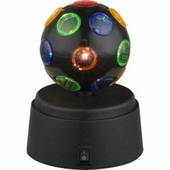 GLOBO Kinderleuchte runde LED Tischleuchte Discokugel dreht sich Tischlampe multicolor mit Schalter ø 9 cm