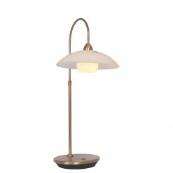 Steinhauer Klassische Tischleuchte mit halbrundem Glasschirm, 1-flammig, bronze, dimmbar, inkl. LED 3W -Tischleuchten Verkäufe klassische tischleuchte mit halbrundem 7928BR steinhauer 7928br