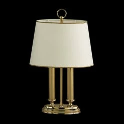 Knapstein Tischleuchte mit Chintz-Schirm, klassisch, Messing-poliert, Höhe 39cm