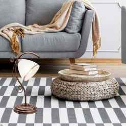 LHG Lights Landhaus Tischleuchte mit Glasschirm weiß matt braun antik Tischlampe mit Schalter 23 x 39 cm -Tischleuchten Verkäufe landhaus tischleuchte mit glasschirm 126122 L lhg 12612