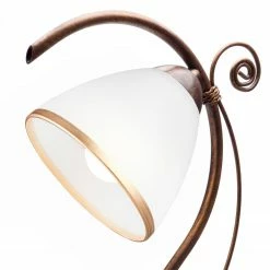 LHG Lights Landhaus Tischleuchte mit Glasschirm weiß matt braun antik Tischlampe mit Schalter 23 x 39 cm -Tischleuchten Verkäufe landhaus tischleuchte mit glasschirm 126123a L lhg 12612