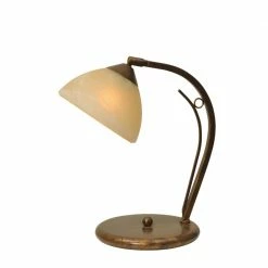 Masterlight Landhausstil - Metall mit braunem Patina Finish, Glas amber - Tischleuchte Ø 17cm, Höhe 40cm