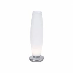 Paul Neuhaus LED Tischleuchte dimmbar warmweiß, G9 3 Watt, oval 11 cm x 33 cm, Opalglas Stahl silber