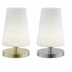 Paul Neuhaus LED Tischleuchte, Opalglas, Touchdimmer, Stahlfarbig o. Messingfarbig