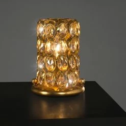 FERRO LUCE Luxuriöse Tischleuchte - Blattgold - Kristallglas