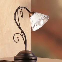 LHG Lights Mediterrane Tischleuchte - Keramikschirme - Metallkorpus - 1-flammig