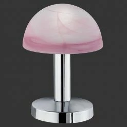 Trio Moderne Tischleuchte Touch me - Chrom, Glas Purpur