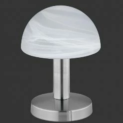 Trio Moderne Tischleuchte Touch me - Nickel, Glas weiß