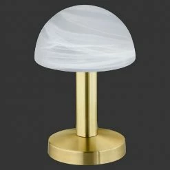 Trio Moderne Tischleuchte Touch me - Messing, Glas weiß