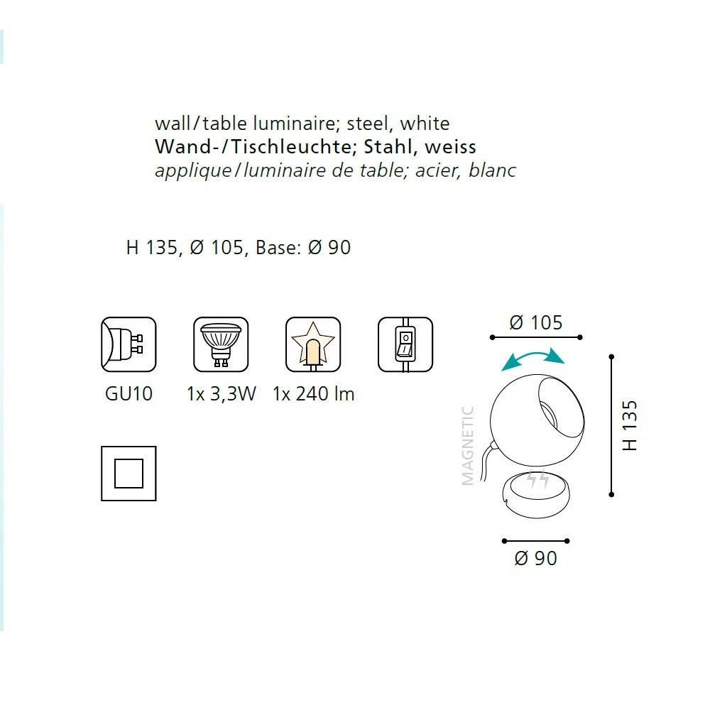 EGLO Retro-Stil LED-Leuchte weiß, 3,3Watt LED, schwenkbar 6 EGLO Retro-Stil LED-Leuchte weiß, 3,3Watt LED, schwenkbar – Bild 4