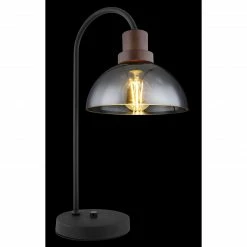 GLOBO runde E27 Tischleuchte aus Holz und Glas matt 1 Rohr gebogenEiche Tischlampe rauch mit Schalter -Tischleuchten Verkäufe runde e27 tischleuchte aus 15562Tax1280x1280 globo 15562t