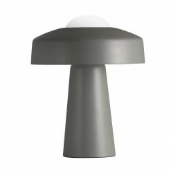 Nordlux runde E27 Tischleuchte aus Glas satiniert skandinavische Tischlampe Grau mit Schalter ø 267 cm