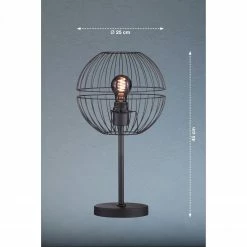 Fischer & Honsel runde E27 Tischleuchte skandinavische Käfigleuchte Tischlampe schwarz mit Schalter ø 25 cm -Tischleuchten Verkäufe runde e27 tischleuchte skandinavische 50583V fischerhonsel 50583