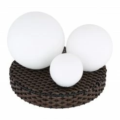 GLOBO runde LED Tischleuchte aus Rattan und Glas satiniert mit 3 Kugeln DM: 8cm 12cm 15cm Tischlampe braun schwarz Schalter ø 25 cm -Tischleuchten Verkäufe runde led tischleuchte aus 28852b1280x1280 globo 28852
